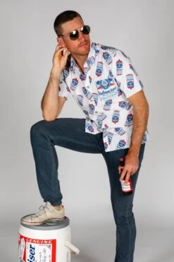 The Diesel | Budweiser Short Sleeve Hawaiian -Clothing Store 05 20BudweiserStudio SwimLayflats VisorShades 6385 Edit