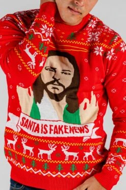 Santa Is Fake News | Men's Jesus Christ Xmas Sweater