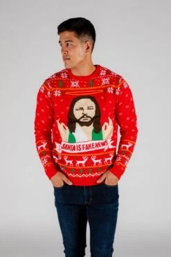 Santa Is Fake News | Men's Jesus Christ Xmas Sweater -Clothing Store 08 07 2020 Xmas Sweaters Underwear Turtlenecks Thanksgiving Studio 4489 Edit
