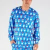 The 50 Shades Of Santa | Mens Blue Santa Faces Christmas Pajama Top -Clothing Store 08 18 2020 Xmas Leisure Ski Studio 5590 Edit 2