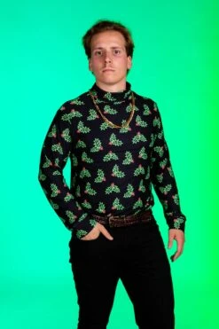 The Mistle Head To Toe | Mistletoe Print Christmas Turtleneck -Clothing Store 08 26 Christmas LeisureIMG 0331 Edit