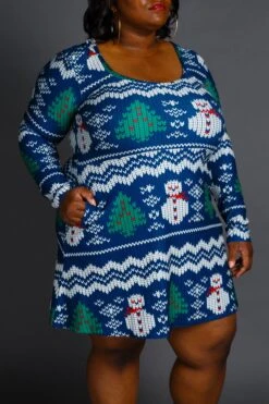 The Eggnog Aficionado | Snowman Print Christmas Skater Dress -Clothing Store 08 27 Christmas FormalIMG 1693