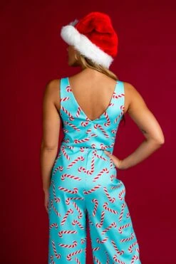 The Peppermint Pimp Canes | Candy Cane Print Christmas Jumpsuit -Clothing Store 08 27 Christmas FormalIMG 1859