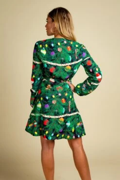 The Christmas Tree Camo | Christmas Tree Print Wrap Dress -Clothing Store 08 27 Christmas FormalIMG 2092