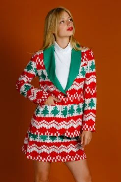 The Red Ryder | Women's Knit Print Christmas Suit -Clothing Store 08 27 Christmas FormalIMG 2234 Edit