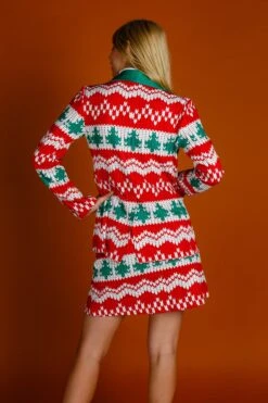 The Red Ryder | Women's Knit Print Christmas Suit -Clothing Store 08 27 Christmas FormalIMG 2240