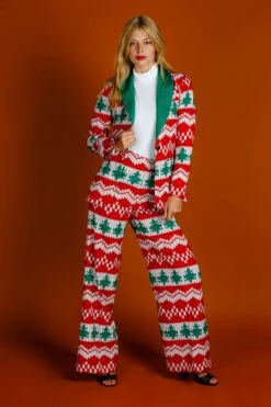 The Red Ryder | Women's Knit Print Christmas Suit -Clothing Store 08 27 Christmas FormalIMG 2304 Edit 2