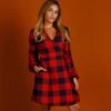 The Red & Black Lumberjack | Red Buffalo Check Christmas Wrap Dress -Clothing Store 08 27 Christmas FormalIMG 2352 Edit