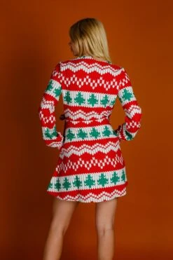 The Red Ryder | Knit Print Christmas Wrap Dress -Clothing Store 08 27 Christmas FormalIMG 2405