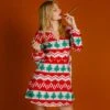 The Red Ryder | Knit Print Christmas Wrap Dress -Clothing Store 08 27 Christmas FormalIMG 2411 Edit