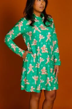 The Ninja Bread | Green Gingerbread Man Turtleneck Dress -Clothing Store 08 27 Christmas FormalIMG 2751