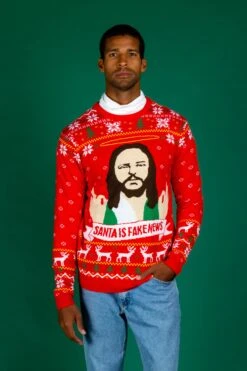 Santa Is Fake News | Men's Jesus Christ Xmas Sweater -Clothing Store 08 29 Christmas GuysSuits IMG 4703 Edit