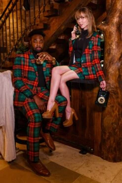 The Lincoln Log Love Lady | Women's Green Plaid Christmas Suit -Clothing Store 09 12 Christmas VailHouse FormalIMG 9630