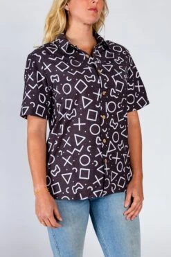 The Loading Screen | Black And White Button-Up Shirt Inspired By Playstation -Clothing Store 10 30 Playstation 1861