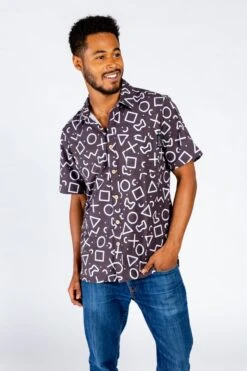 The Loading Screen | Black And White Button-Up Shirt Inspired By Playstation -Clothing Store 10 30 Playstation 28