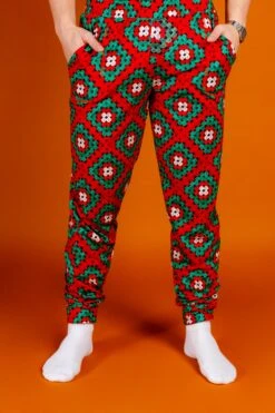 The Quilty Pleasure | Mens Red And Green Afghan Christmas Pajama Bottom