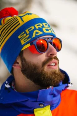 The Sun Cafe | Navy And Yellow Glacier Sunglasses -Clothing Store 20191206 Ski Utah DSC0345