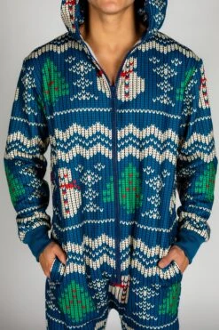 The Eggnog Aficionado | Blue Snowman Print Christmas Onesie -Clothing Store 20200911 XmasCatalog EY4A5518