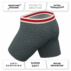 The Koala Camo | Heather Grey Long Leg Ball Hammock® Pouch Underwear With Fly -Clothing Store KoalaCamoHeatherGreyLongBXWFly4