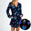 The Latke'd & Loaded | Neon Hanukkah Wrap Dress -Clothing Store LatkedandLoaded