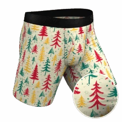 The Pine Tree Playboy | Retro Christmas Trees Long Leg Ball Hammock® Pouch Underwear With Fly