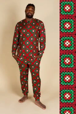 The Quilty Pleasure | Mens Red And Green Afghan Christmas Pajama Bottom -Clothing Store QuiltyPleasurePJsMens