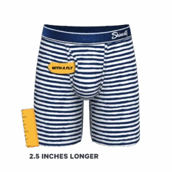 The Sailor | Nautical Stripe Long Leg Ball Hammock® Pouch Underwear With Fly -Clothing Store SailorNauticalStripeLongBXFly3