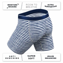 The Sailor | Nautical Stripe Long Leg Ball Hammock® Pouch Underwear With Fly -Clothing Store SailorNauticalStripeLongBXFly4