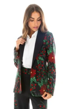The Centerpiece | Poinsettia Women's Christmas Blazer -Clothing Store StudioSession 1685