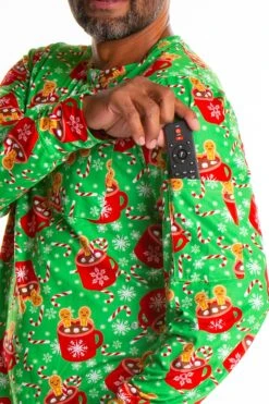 The Hot Cocoa-cuzzi | Mens Gingerbread Pajama Top -Clothing Store TheHotcocoa cuzziPS2612 4