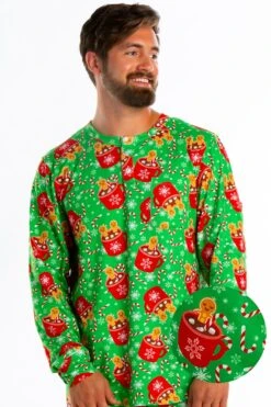 The Hot Cocoa-cuzzi | Mens Gingerbread Pajama Top