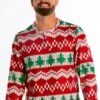The Red Ryder | Mens Knit Pattern Pajama Top -Clothing Store TheRedRyderPS1392