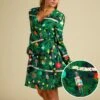 The Christmas Tree Camo | Christmas Tree Print Wrap Dress -Clothing Store XmasTreeCamoCallout2