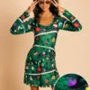 The Christmas Tree Camo | Christmas Tree Print Skater Dress -Clothing Store christmastreecamoskater